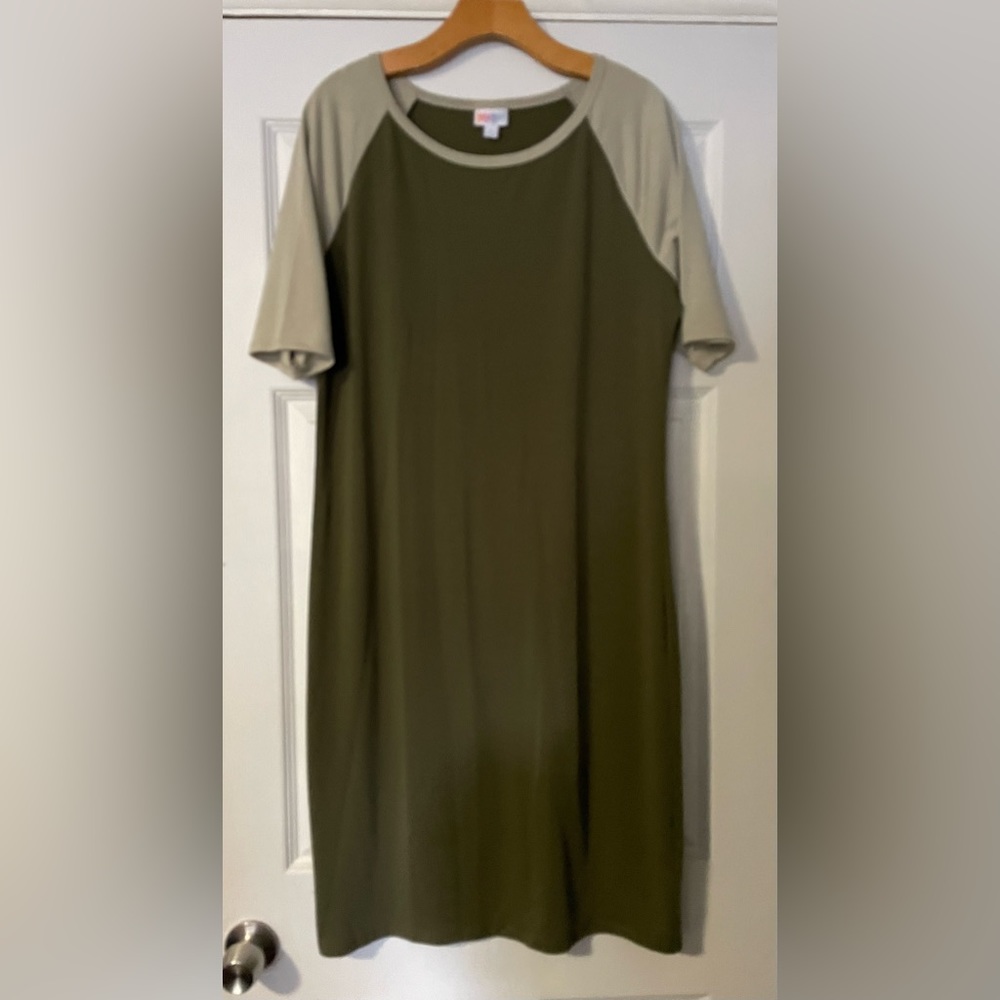 LuLaRoe Green Raglan Sleeve Julia Dress size XL
